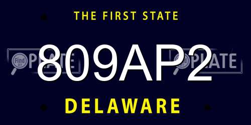 809AP2 Delaware License Plate