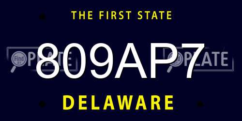 809AP7 Delaware License Plate