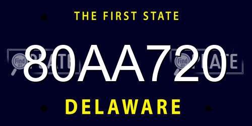 80AA720 Delaware License Plate