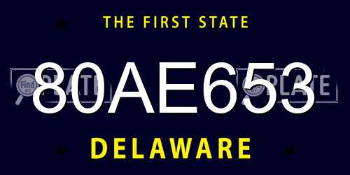 80AE653 Delaware License Plate