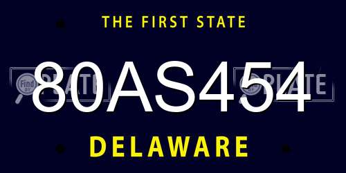 80AS454 Delaware License Plate