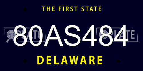 80AS484 Delaware License Plate