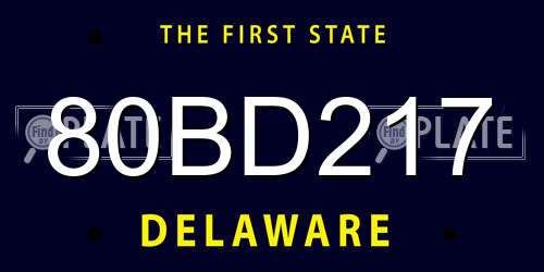 80BD217 Delaware License Plate