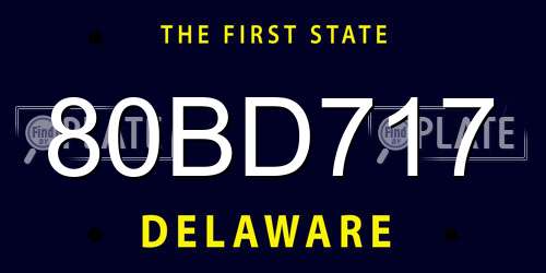 80BD717 Delaware License Plate