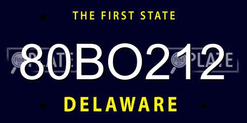 80BO212 Delaware License Plate