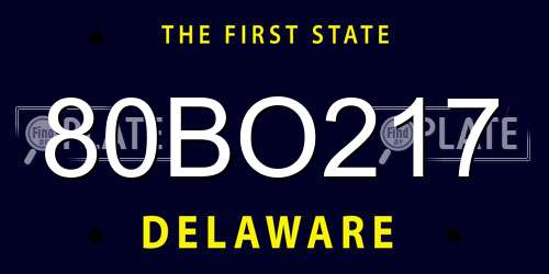 80BO217 Delaware License Plate