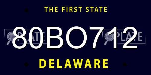 80BO712 Delaware License Plate