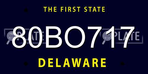 80BO717 Delaware License Plate
