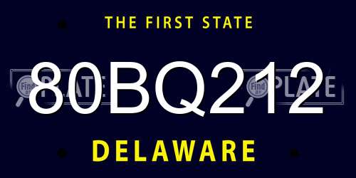 80BQ212 Delaware License Plate