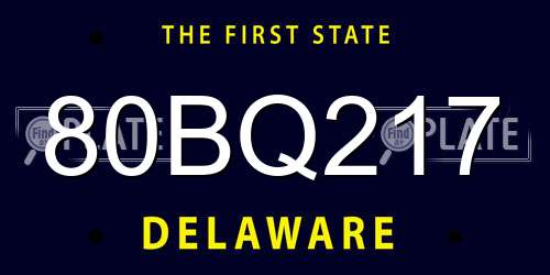 80BQ217 Delaware License Plate