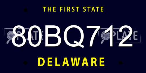 80BQ712 Delaware License Plate