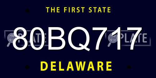 80BQ717 Delaware License Plate