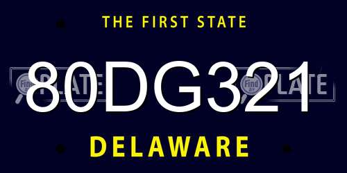 80DG321 Delaware License Plate