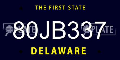 80JB337 Delaware License Plate