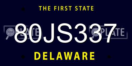 80JS337 Delaware License Plate