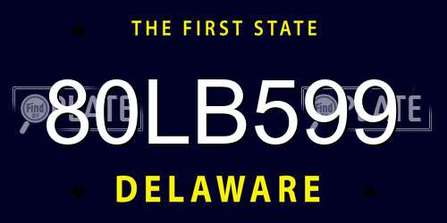 80LB599 Delaware License Plate