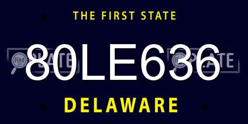 80LE636 Delaware License Plate