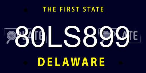 80LS899 Delaware License Plate