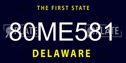 80ME581 Delaware License Plate