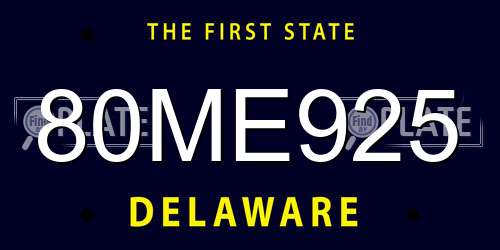 80ME925 Delaware License Plate