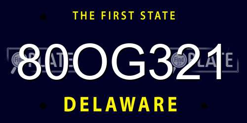 80OG321 Delaware License Plate