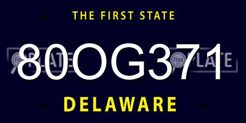80OG371 Delaware License Plate