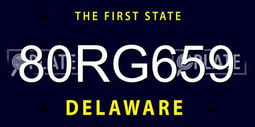 80RG659 Delaware License Plate