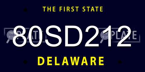 80SD212 Delaware License Plate