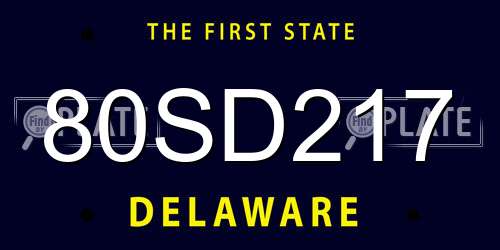 80SD217 Delaware License Plate