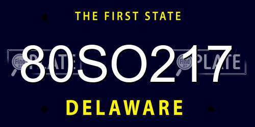 80SO217 Delaware License Plate