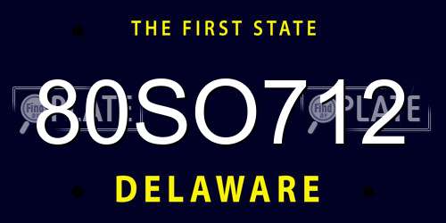 80SO712 Delaware License Plate