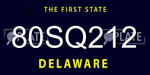 80SQ212 Delaware License Plate