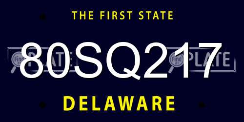 80SQ217 Delaware License Plate