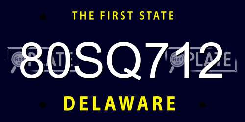 80SQ712 Delaware License Plate