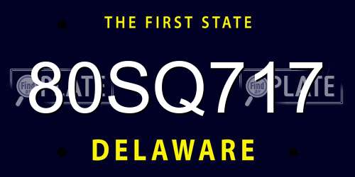 80SQ717 Delaware License Plate