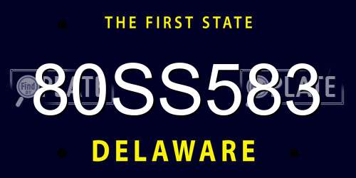 80SS583 Delaware License Plate