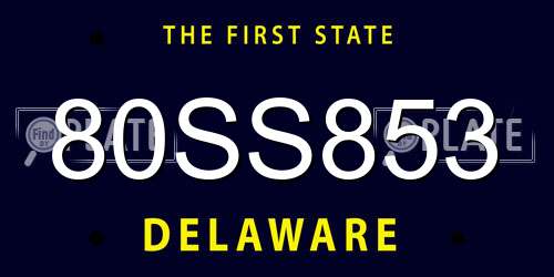 80SS853 Delaware License Plate
