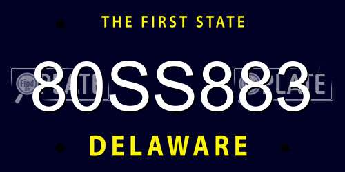 80SS883 Delaware License Plate