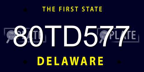 80TD577 Delaware License Plate