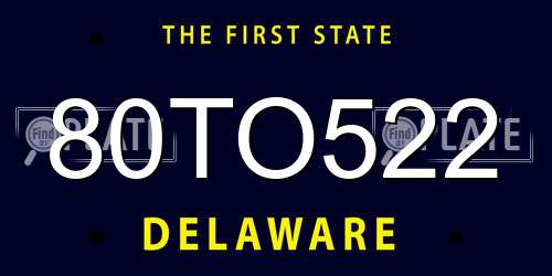 80TO522 Delaware License Plate