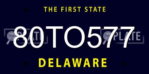 80TO577 Delaware License Plate