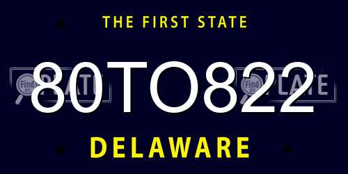 80TO822 Delaware License Plate