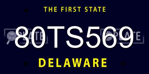 80TS569 Delaware License Plate
