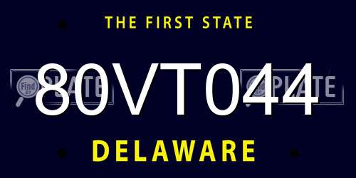 80VT044 Delaware License Plate
