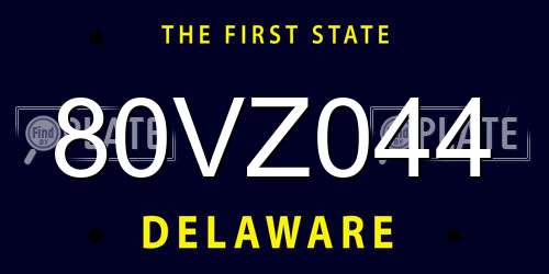 80VZ044 Delaware License Plate