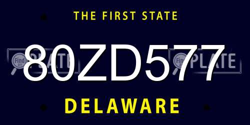 80ZD577 Delaware License Plate