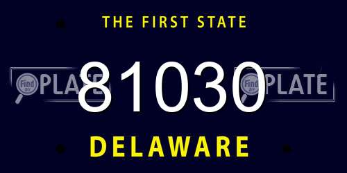 81030 Delaware License Plate