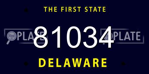 81034 Delaware License Plate