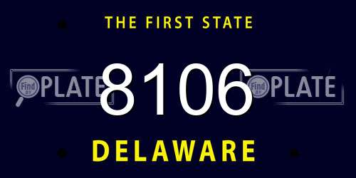 8106 Delaware License Plate
