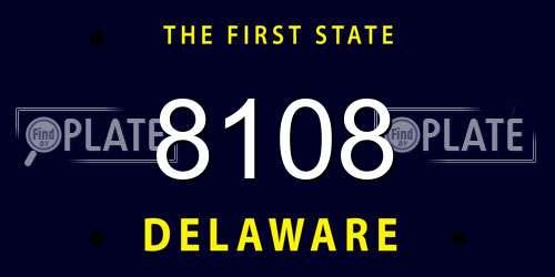 8108 Delaware License Plate
